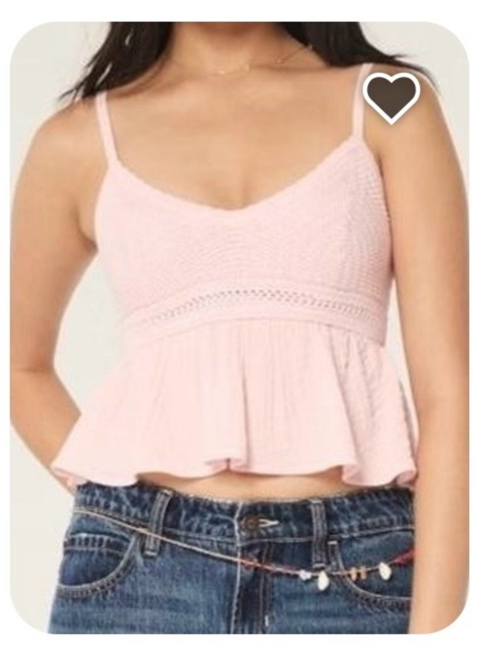 Hollister Light Pink Crochet Peplum Cami